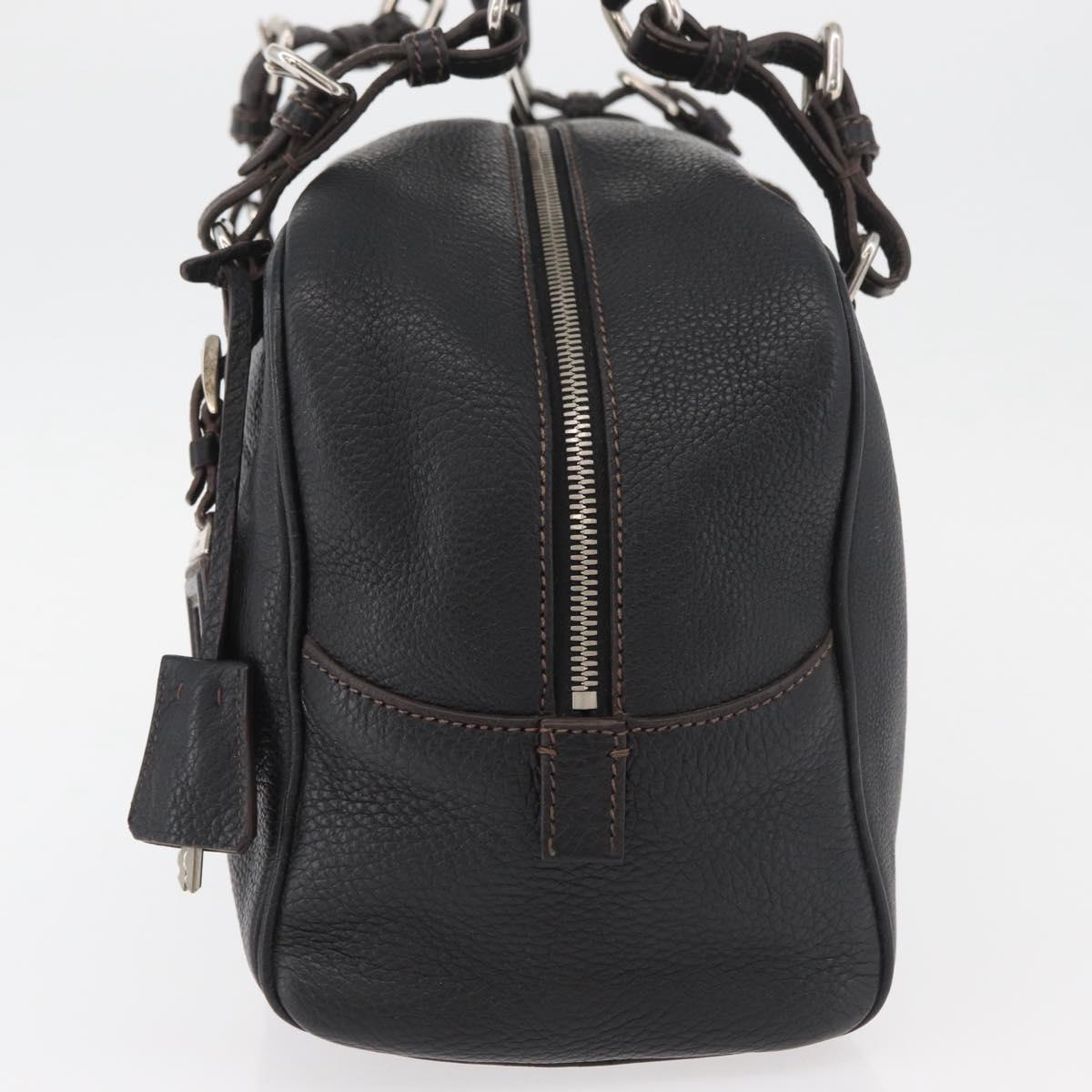 PRADA Hand Bag Leather Black Silver Auth yk20414SAM