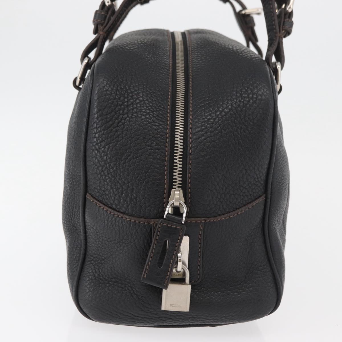 PRADA Hand Bag Leather Black Silver Auth yk20414SAM