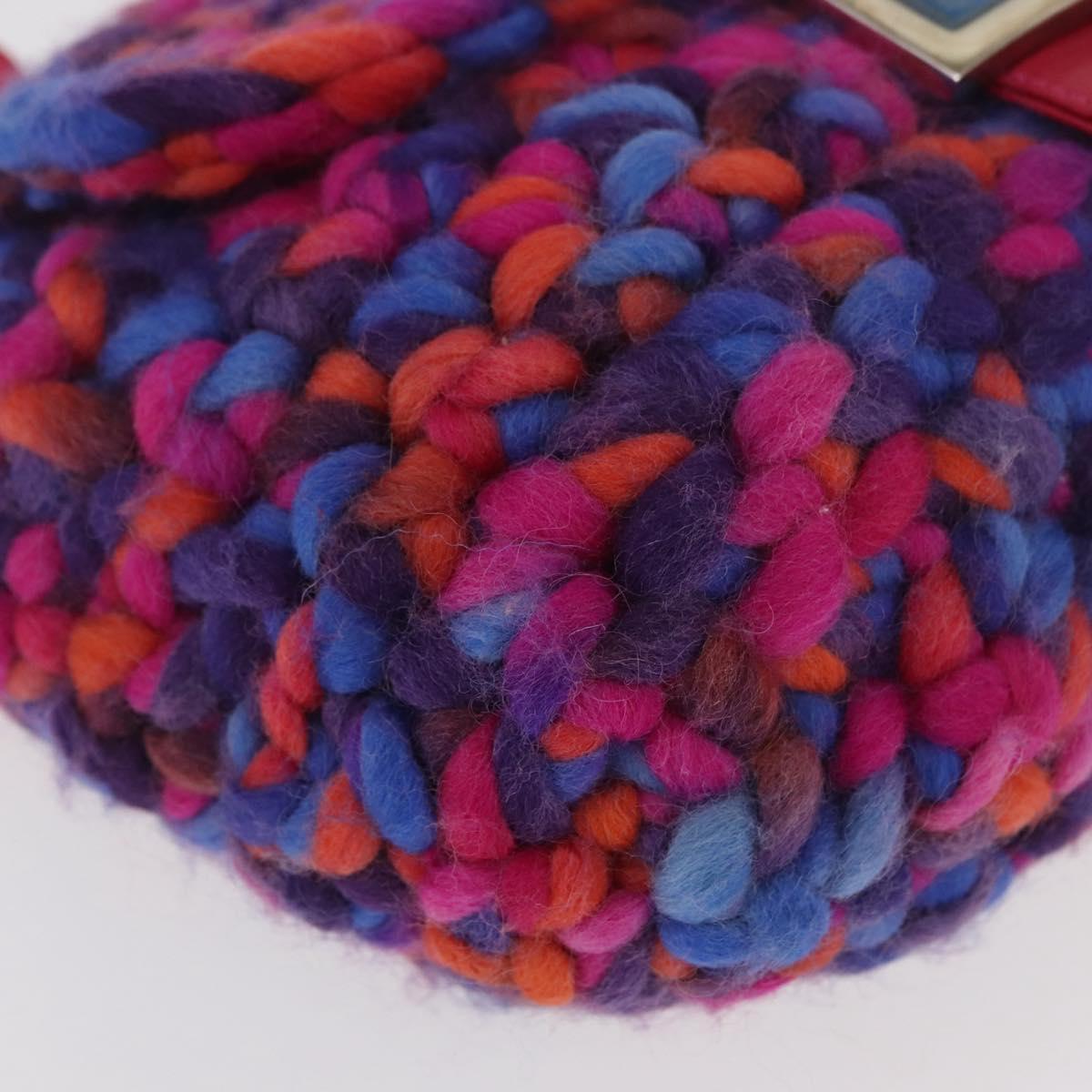 FENDI Mamma Baguette Shoulder Bag Wool Multicolor Auth yk20424SM
