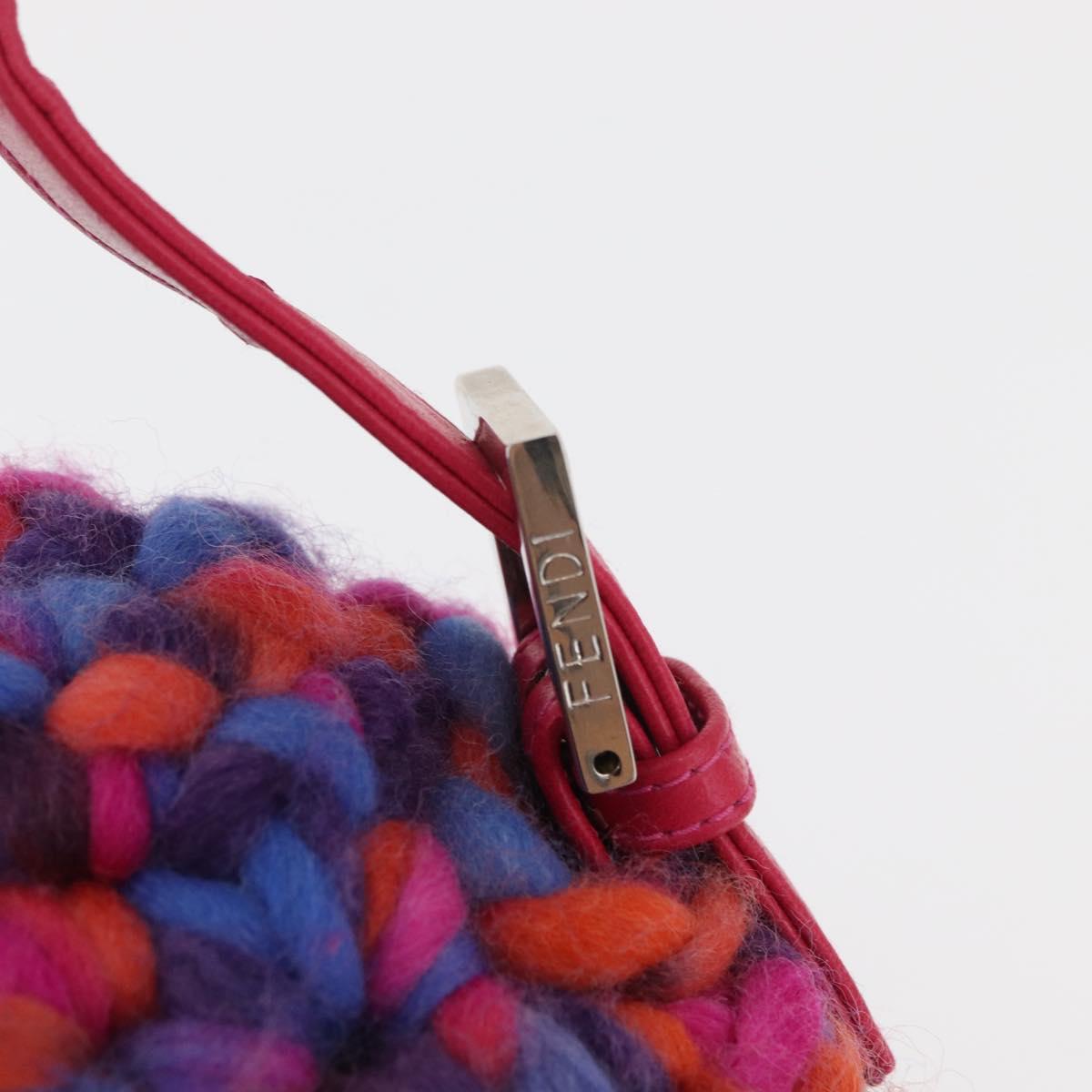 FENDI Mamma Baguette Shoulder Bag Wool Multicolor Auth yk20424SM