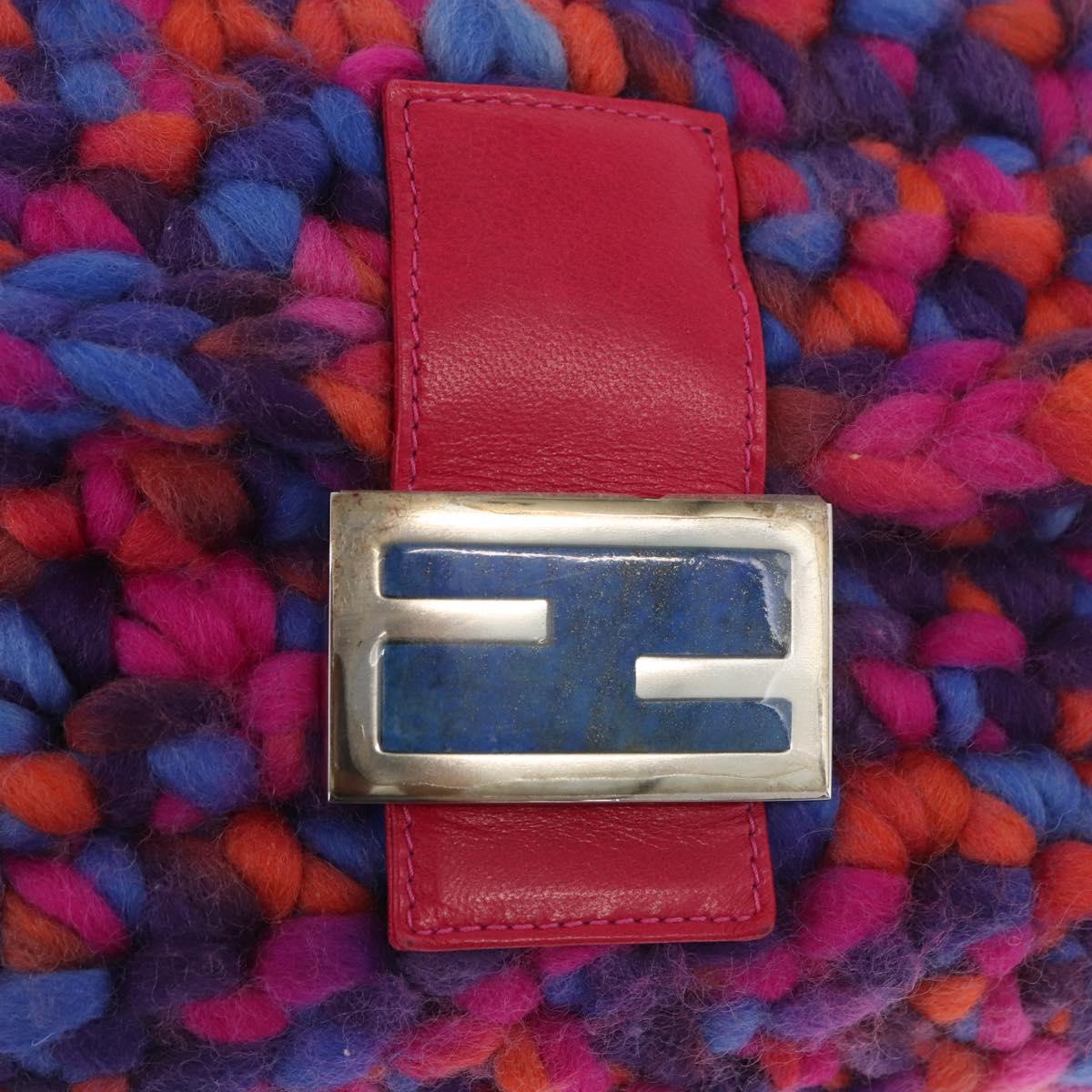 FENDI Mamma Baguette Shoulder Bag Wool Multicolor Auth yk20424SM
