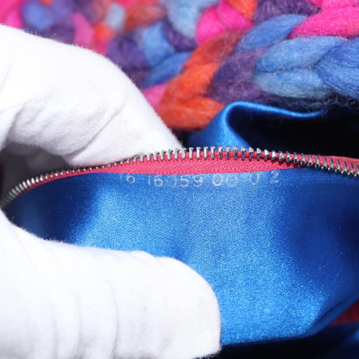 FENDI Mamma Baguette Shoulder Bag Wool Multicolor Auth yk20424SM