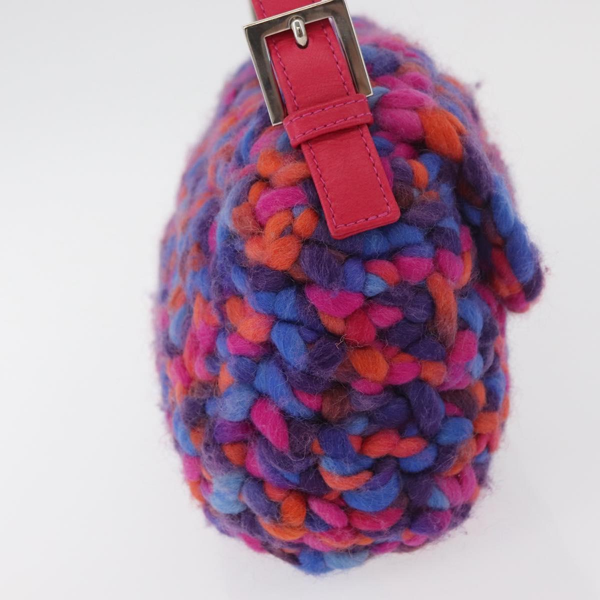 FENDI Mamma Baguette Shoulder Bag Wool Multicolor Auth yk20424SM