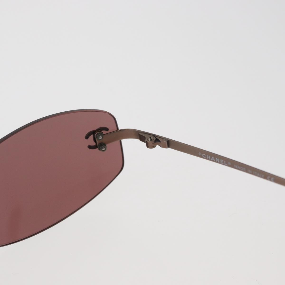CHANEL Sunglasses metal Brown CC Auth yk20426M