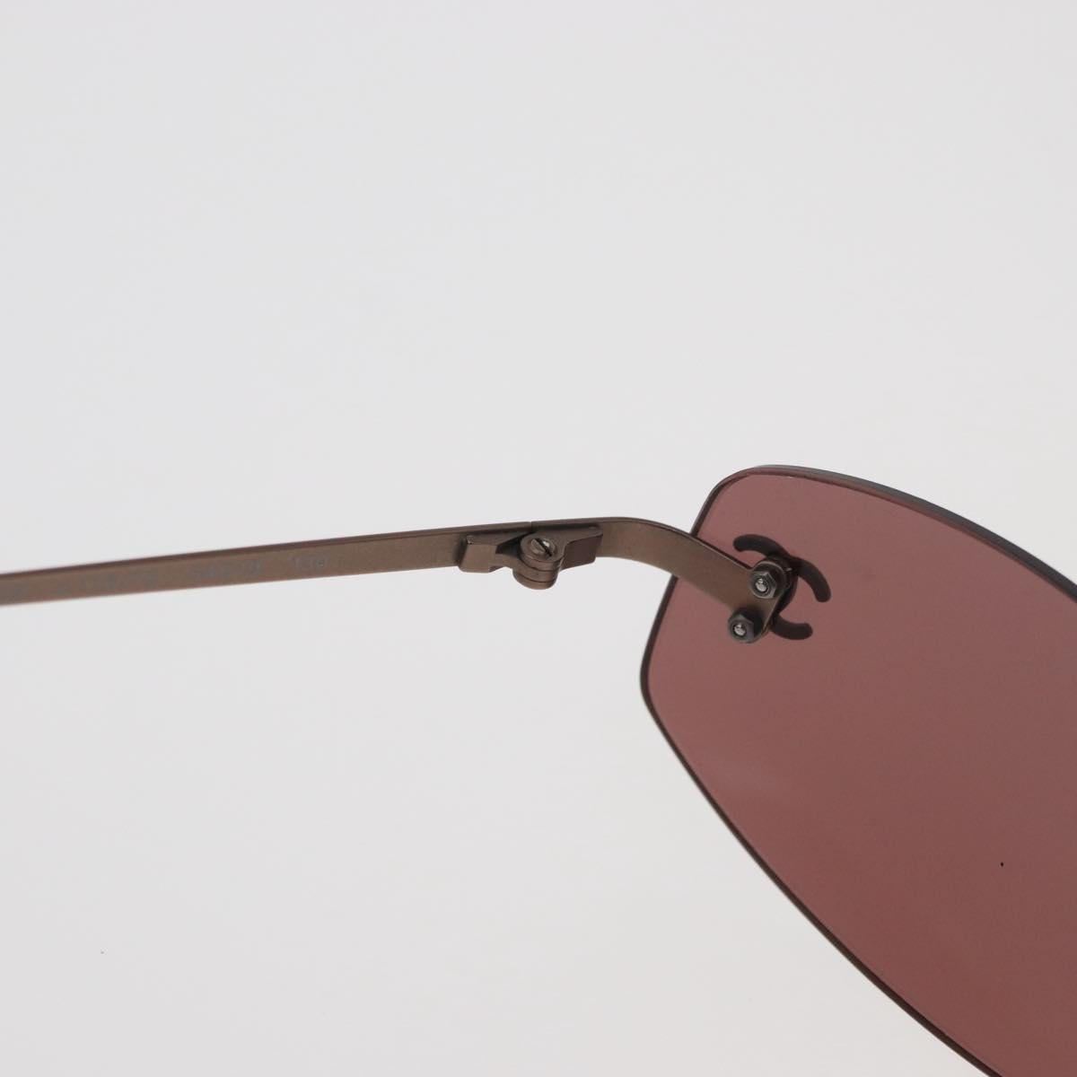 CHANEL Sunglasses metal Brown CC Auth yk20426M