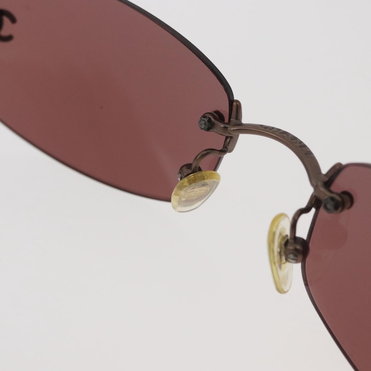 CHANEL Sunglasses metal Brown CC Auth yk20426M