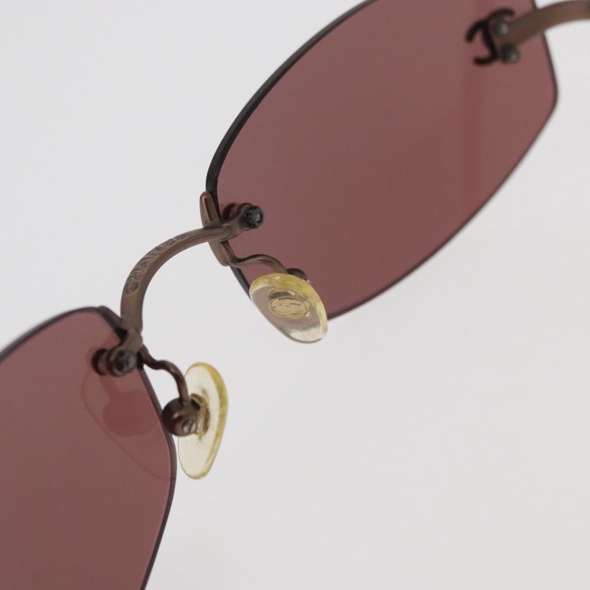CHANEL Sunglasses metal Brown CC Auth yk20426M