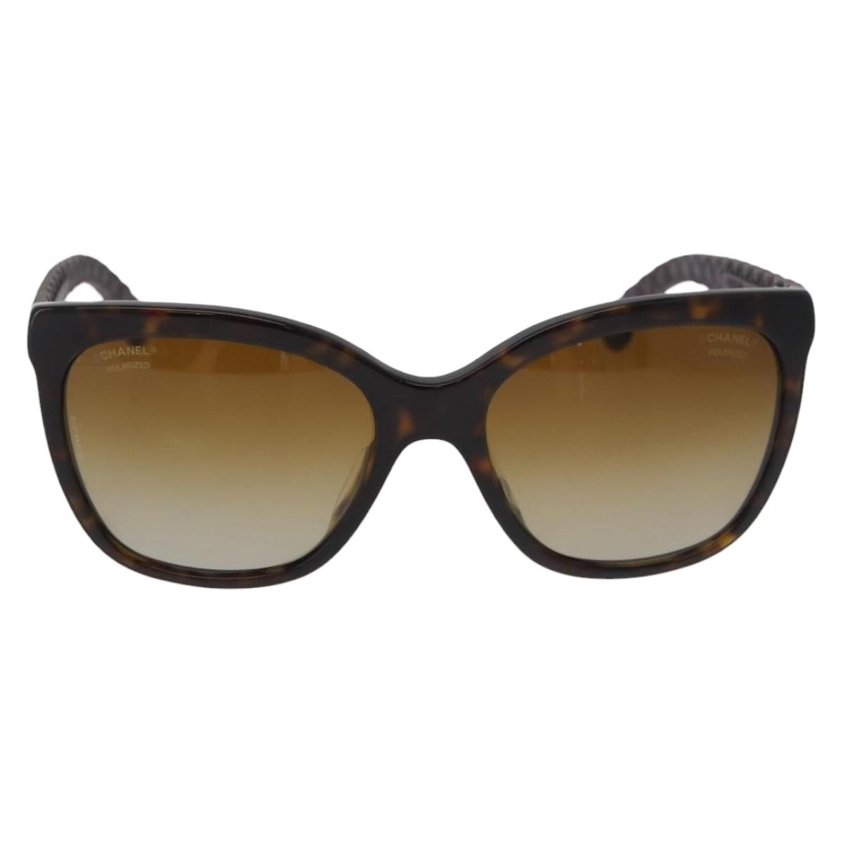 CHANEL Sunglasses metal Brown CC Auth yk20427