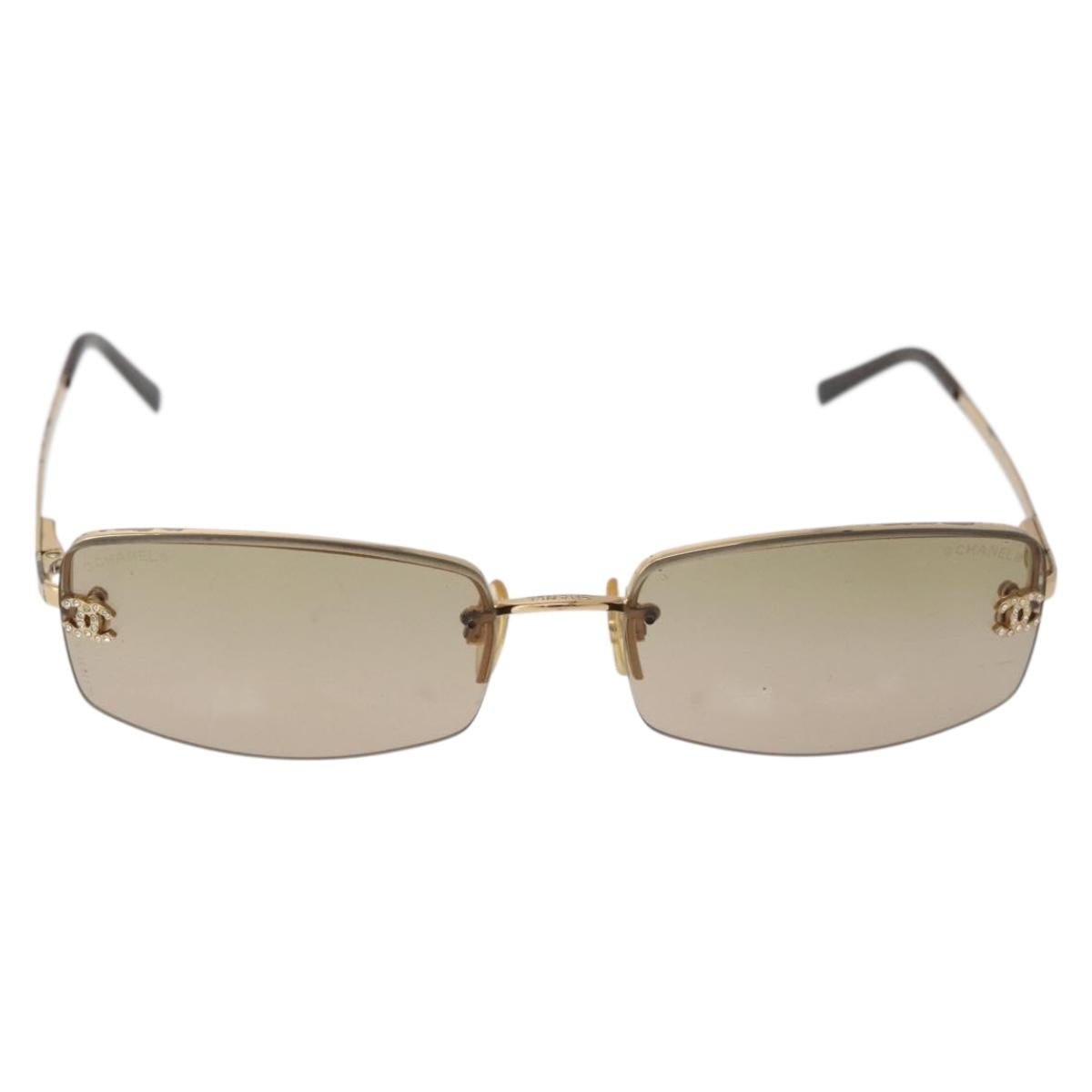CHANEL Sunglasses metal Gold Tone CC Auth yk20428M