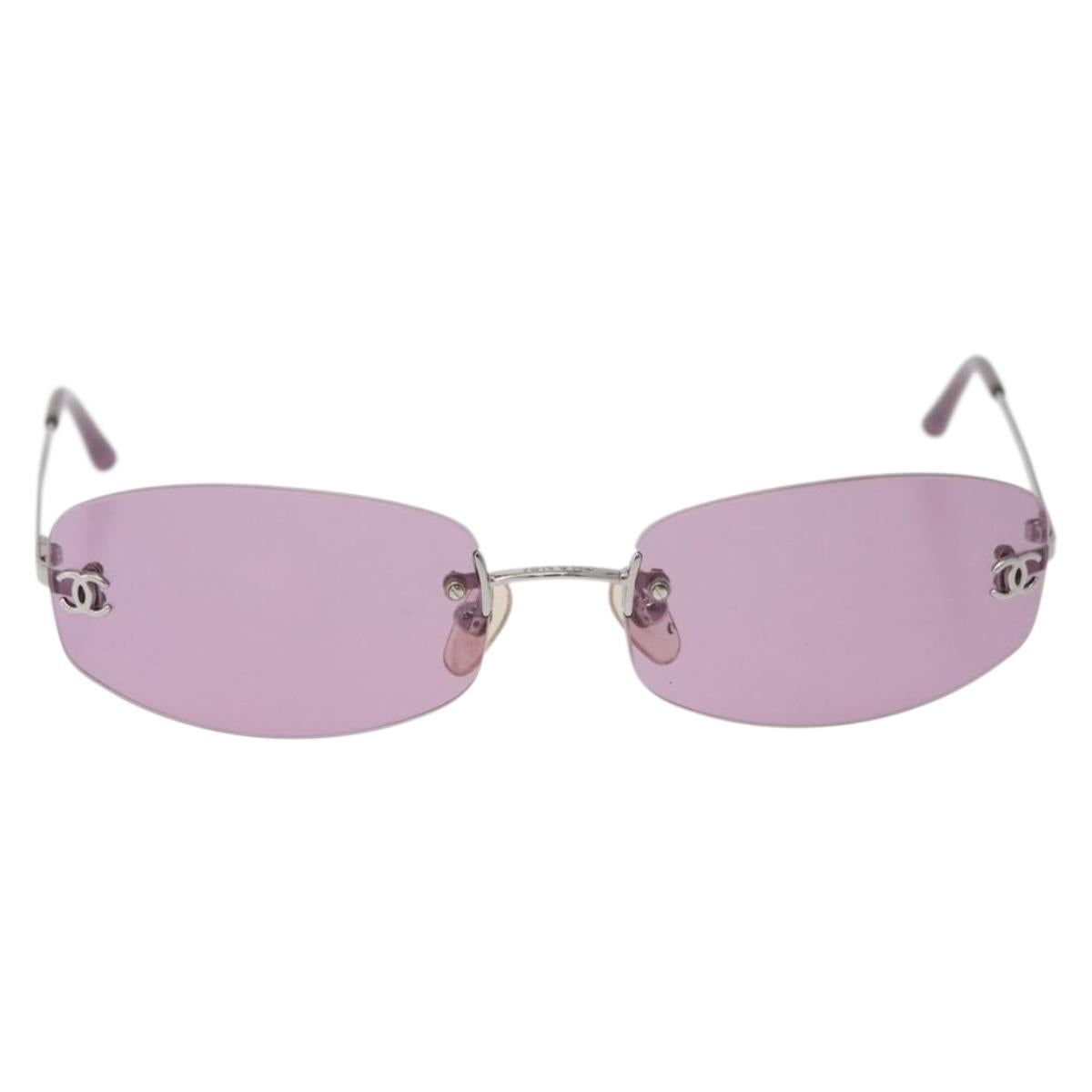 CHANEL Sunglasses metal Pink CC Auth yk20430M