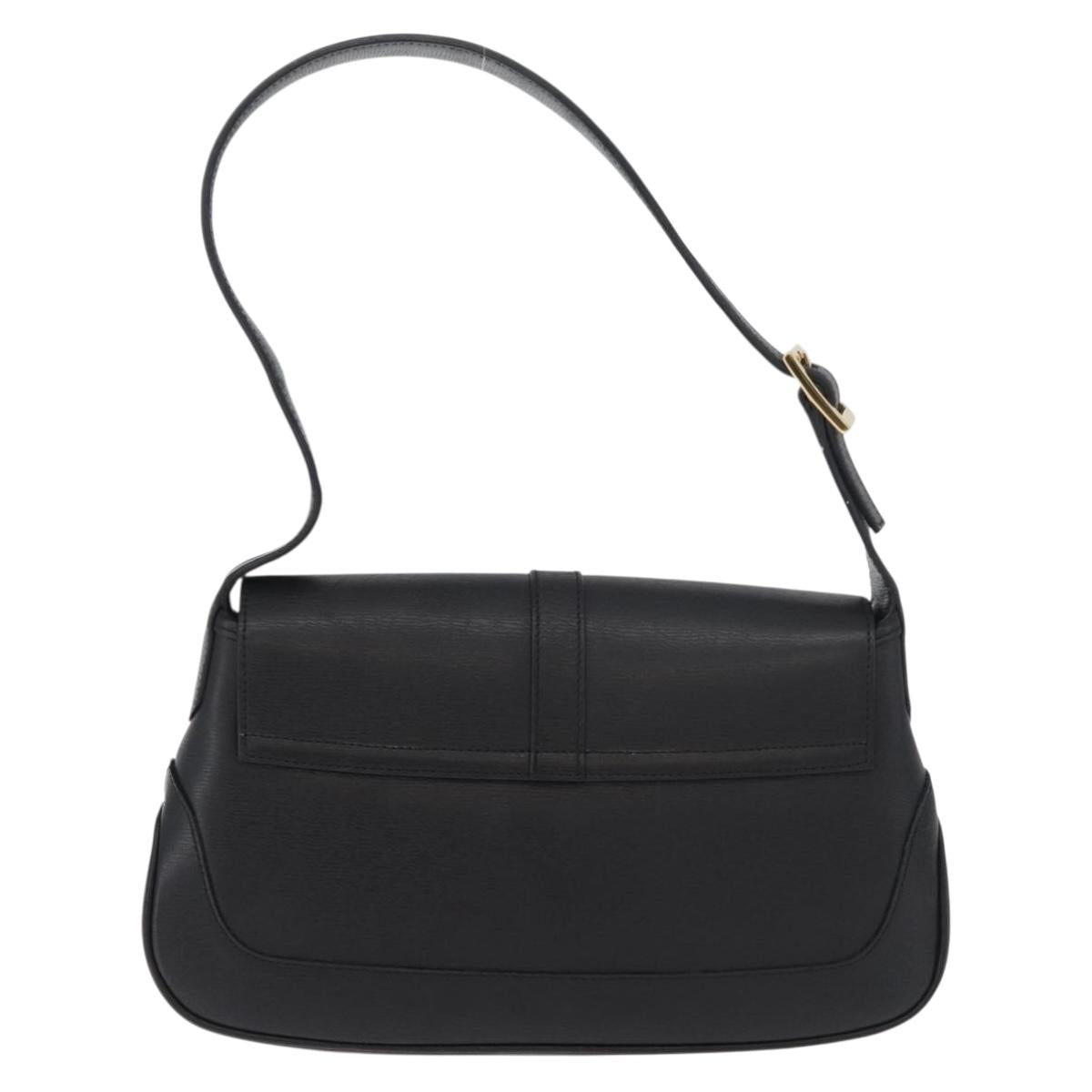GUCCI Jackie Shoulder Bag Leather Black Gold 001 3824 Auth yk20433
