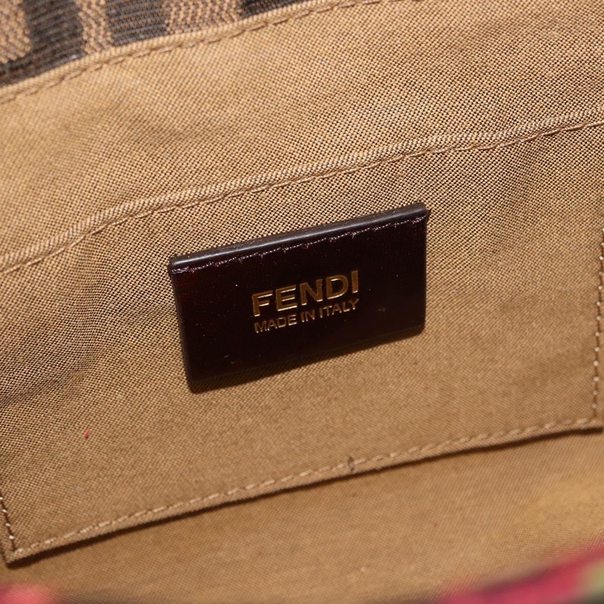 FENDI Zucca Canvas Floral Mamma Baguette Bag Black Brown Auth yk20436SAV