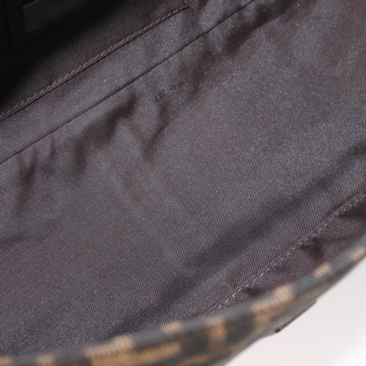 FENDI Zucca Canvas Mamma Baguette Shoulder Bag Black Brown Auth yk20437SAM