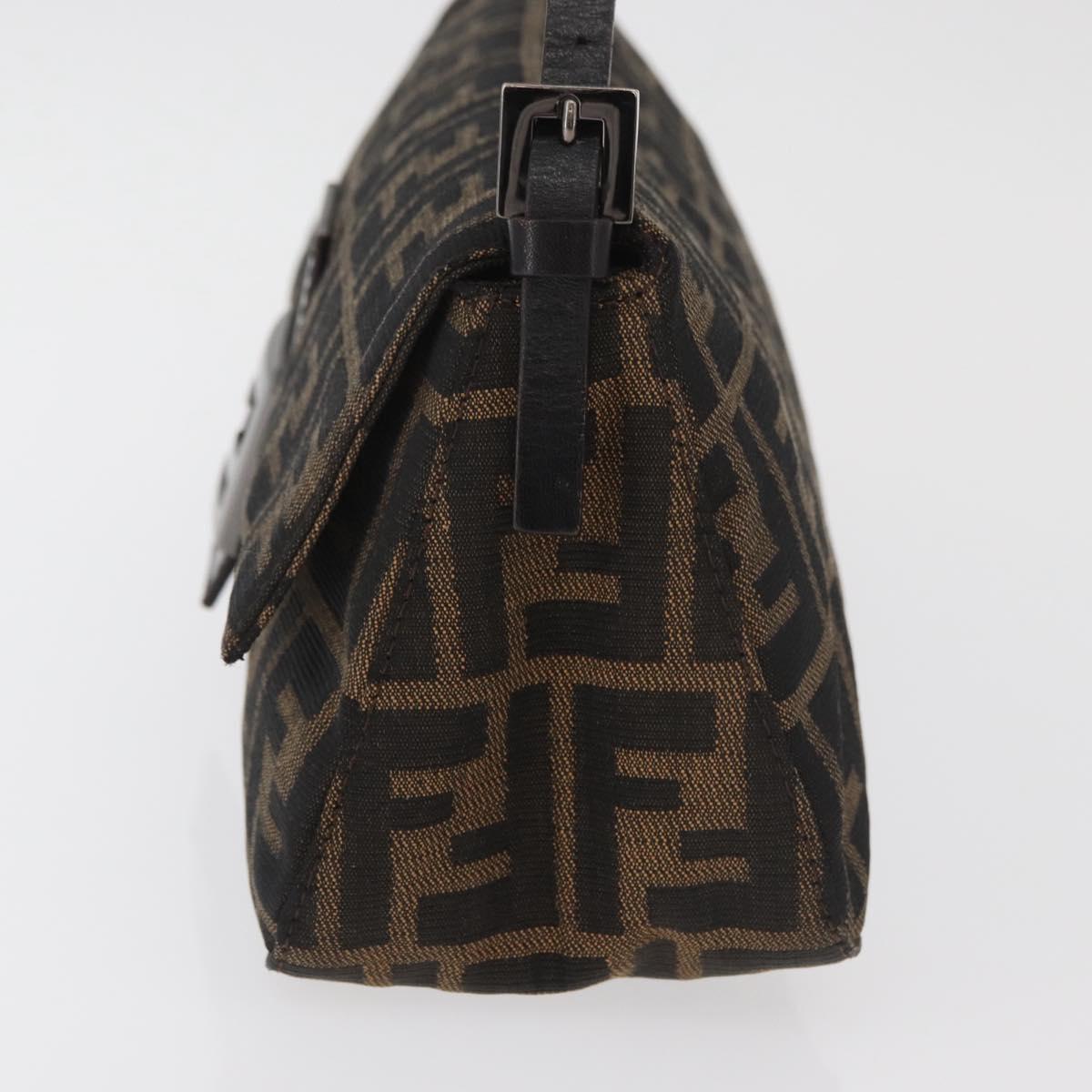 FENDI Zucca Canvas Mamma Baguette Shoulder Bag Black Brown Auth yk20437SAM