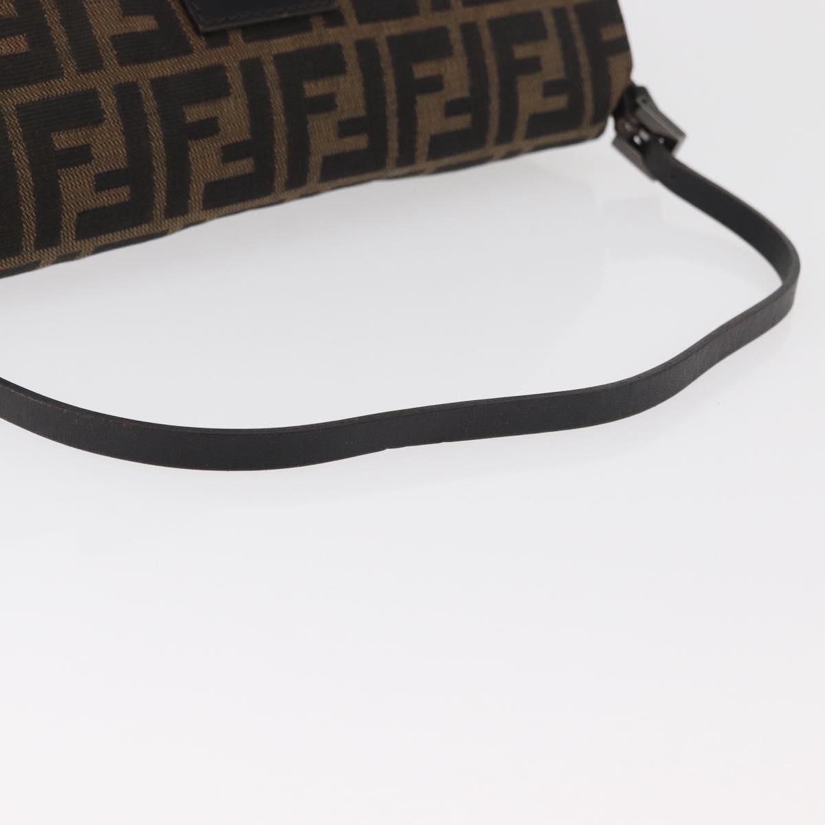 FENDI Zucca Canvas Mamma Baguette Shoulder Bag Black Brown Auth yk20437SAM
