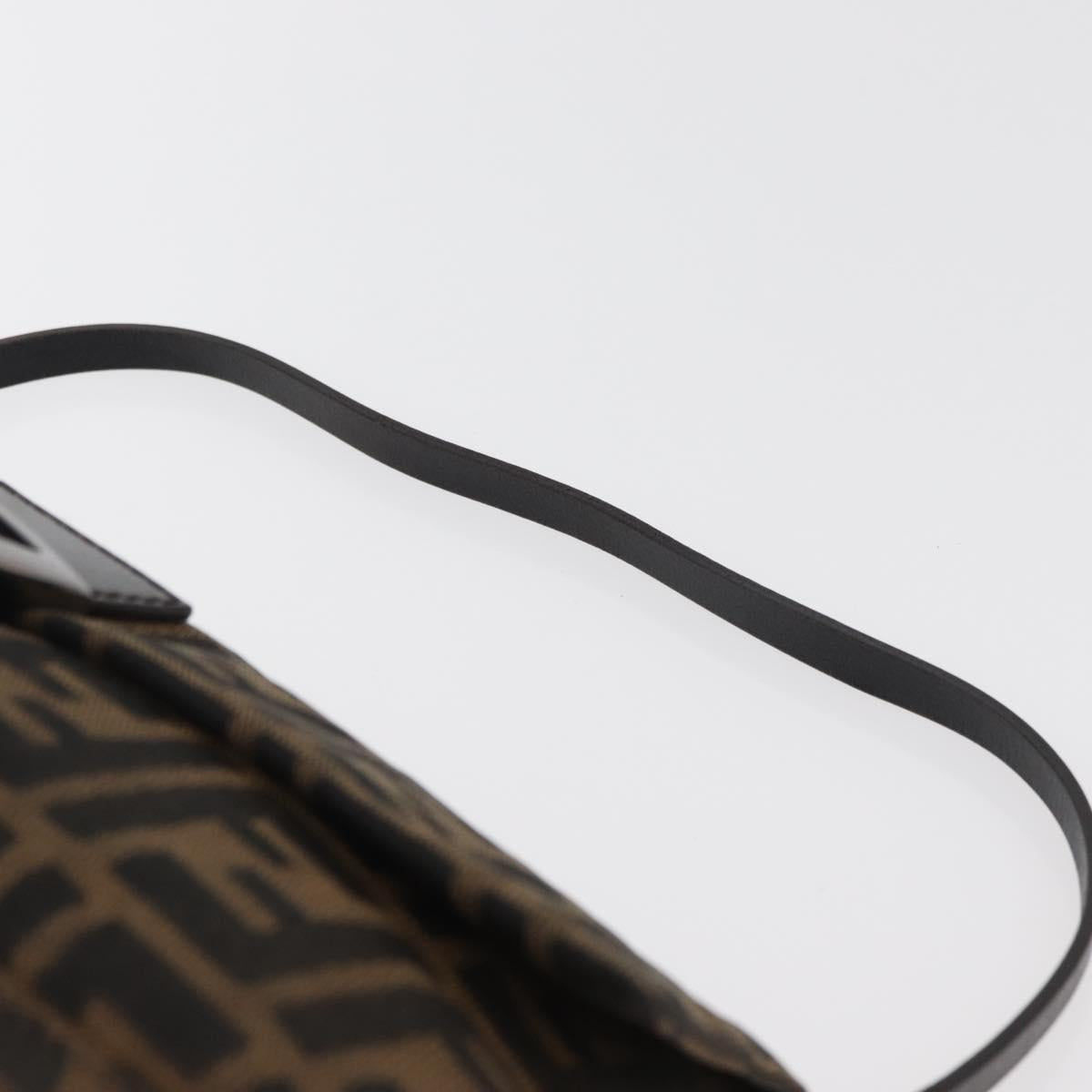 FENDI Zucca Canvas Mamma Baguette Shoulder Bag Black Brown Auth yk20437SAM