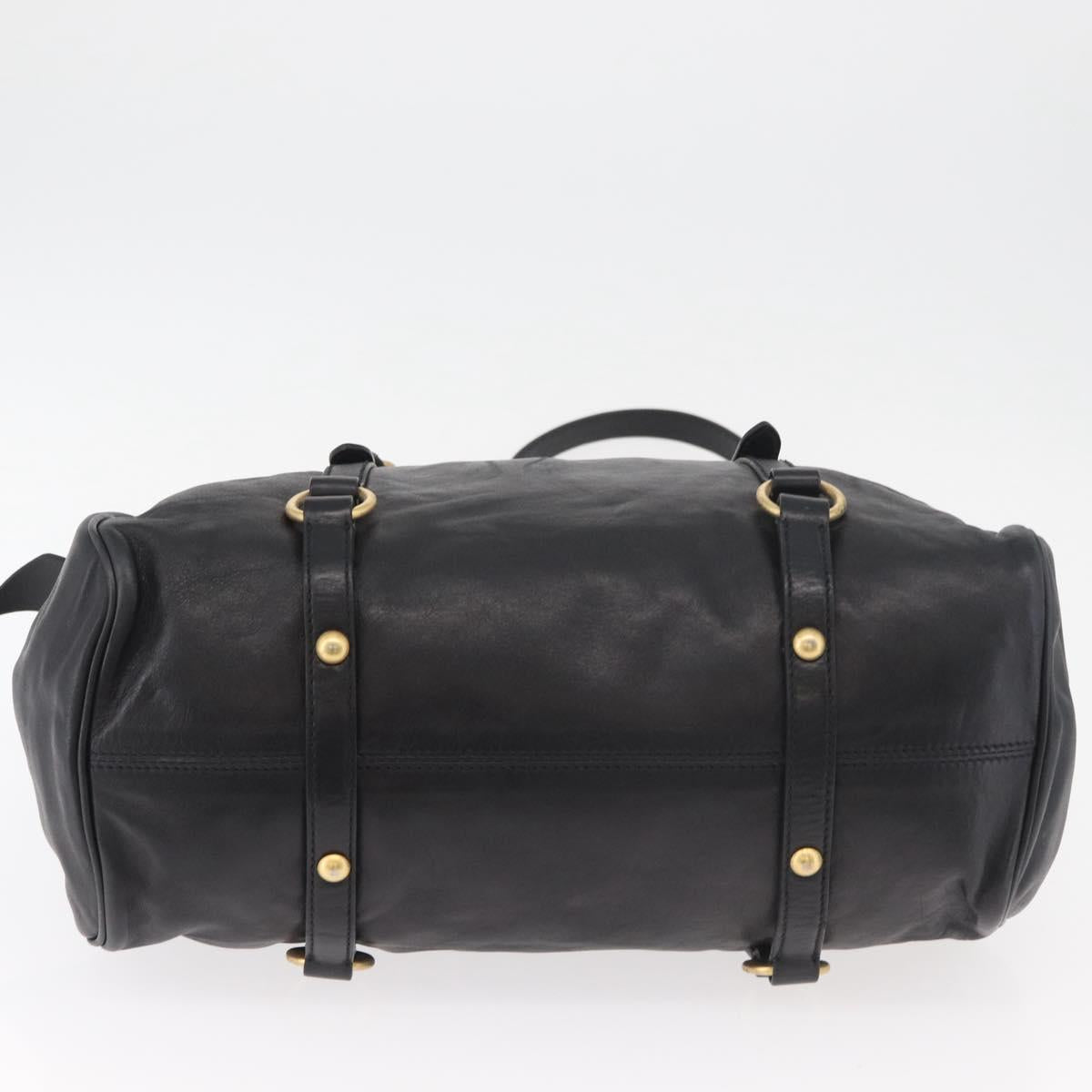 Miu Miu Hand Bag Leather 2way Black Gold Auth yk20440SAM