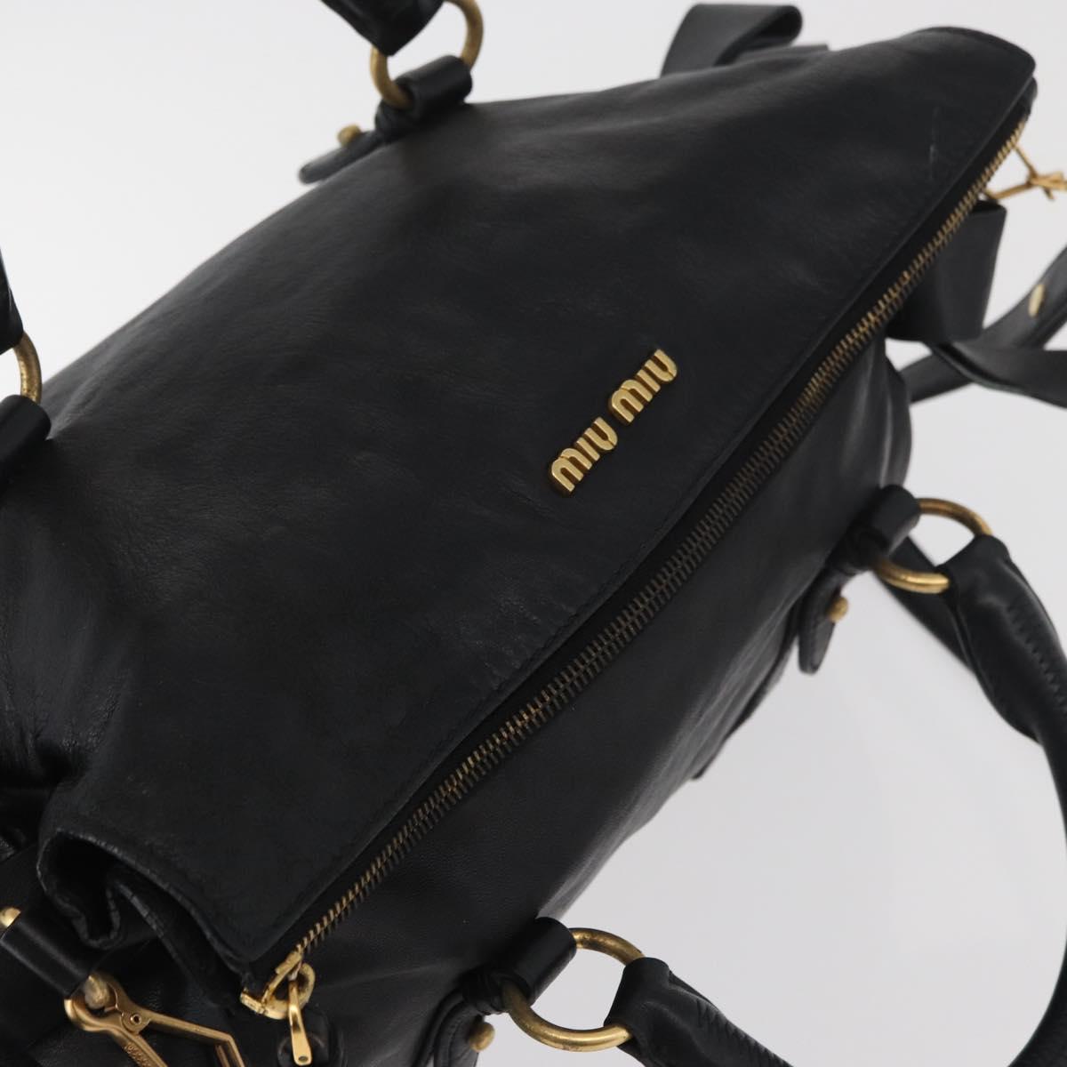 Miu Miu Hand Bag Leather 2way Black Gold Auth yk20440SAM
