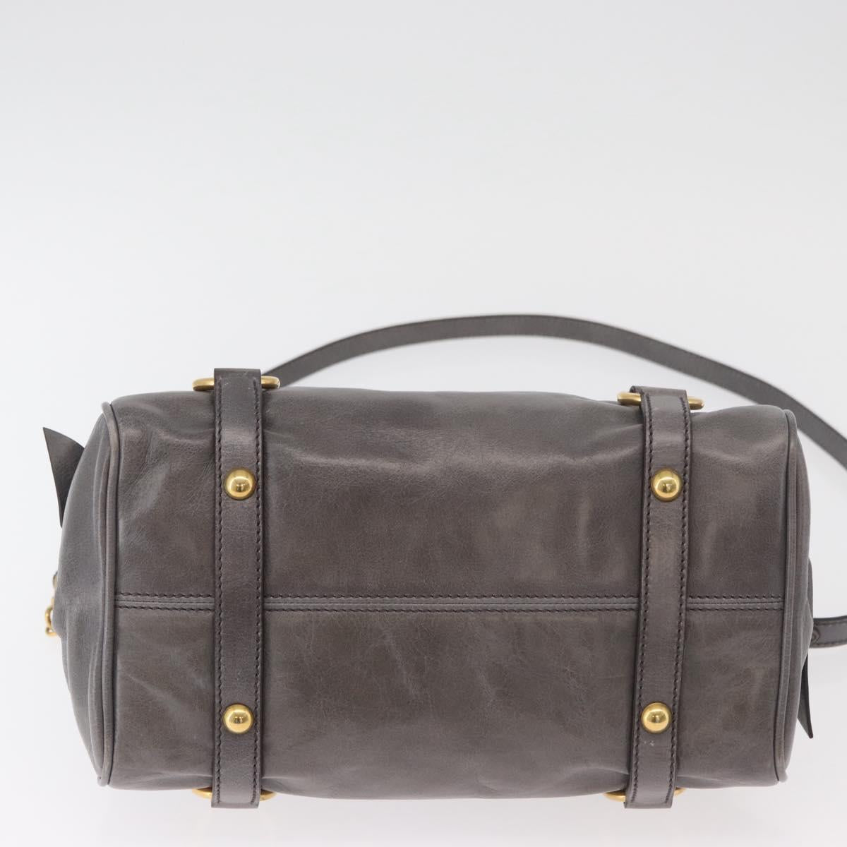 Miu Miu Hand Bag Leather 2way Gray Gold Auth yk20442SAM