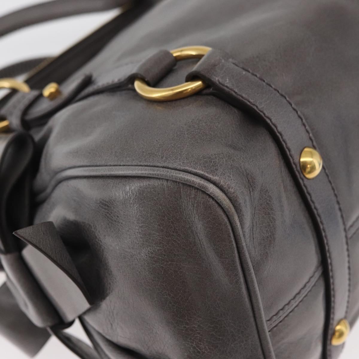 Miu Miu Hand Bag Leather 2way Gray Gold Auth yk20442SAM