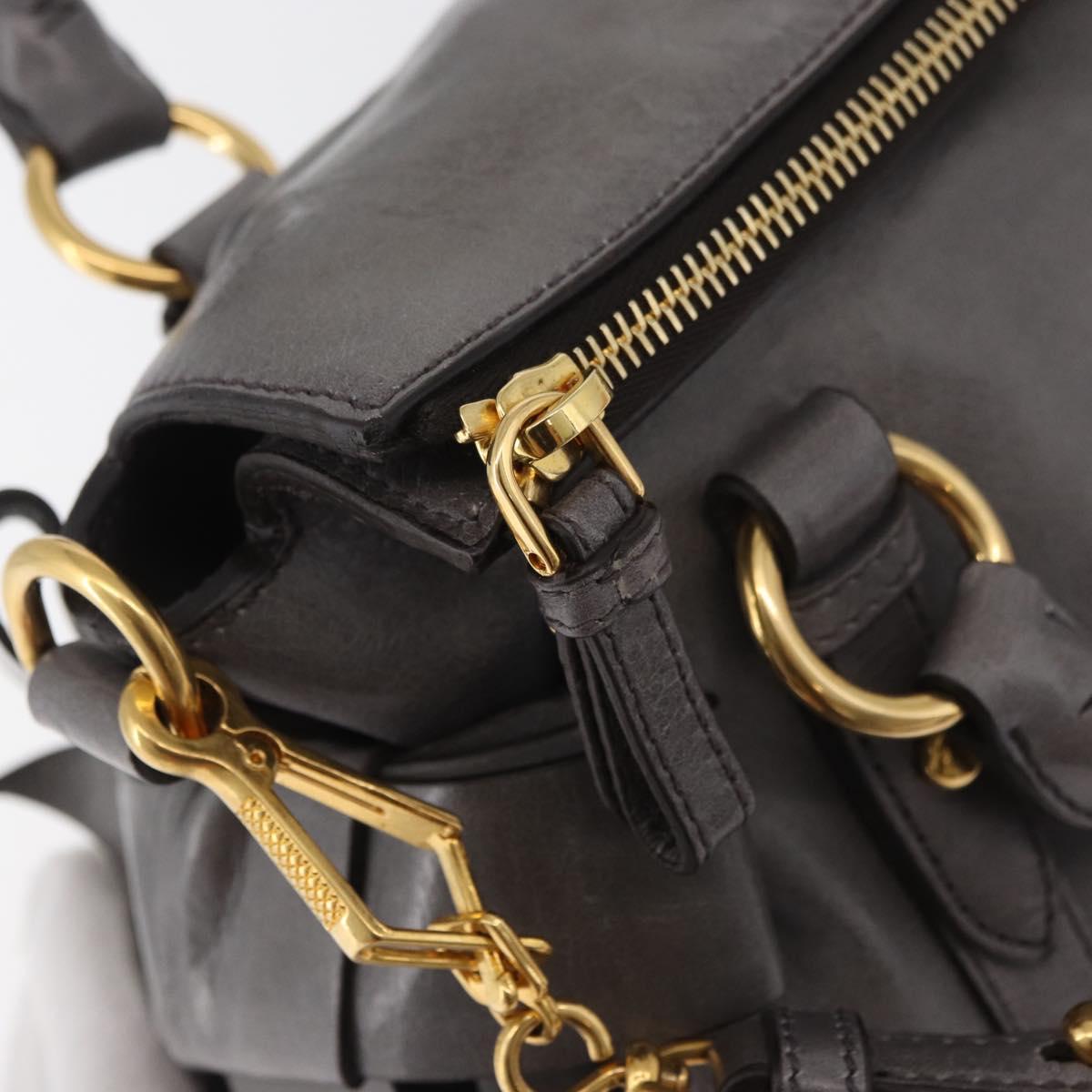 Miu Miu Hand Bag Leather 2way Gray Gold Auth yk20442SAM