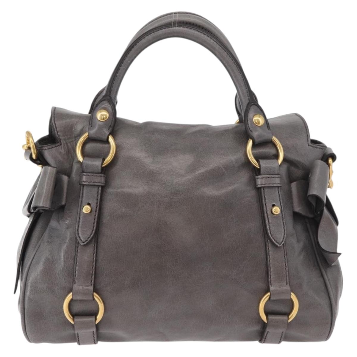 Miu Miu Hand Bag Leather 2way Gray Gold Auth yk20442SAM