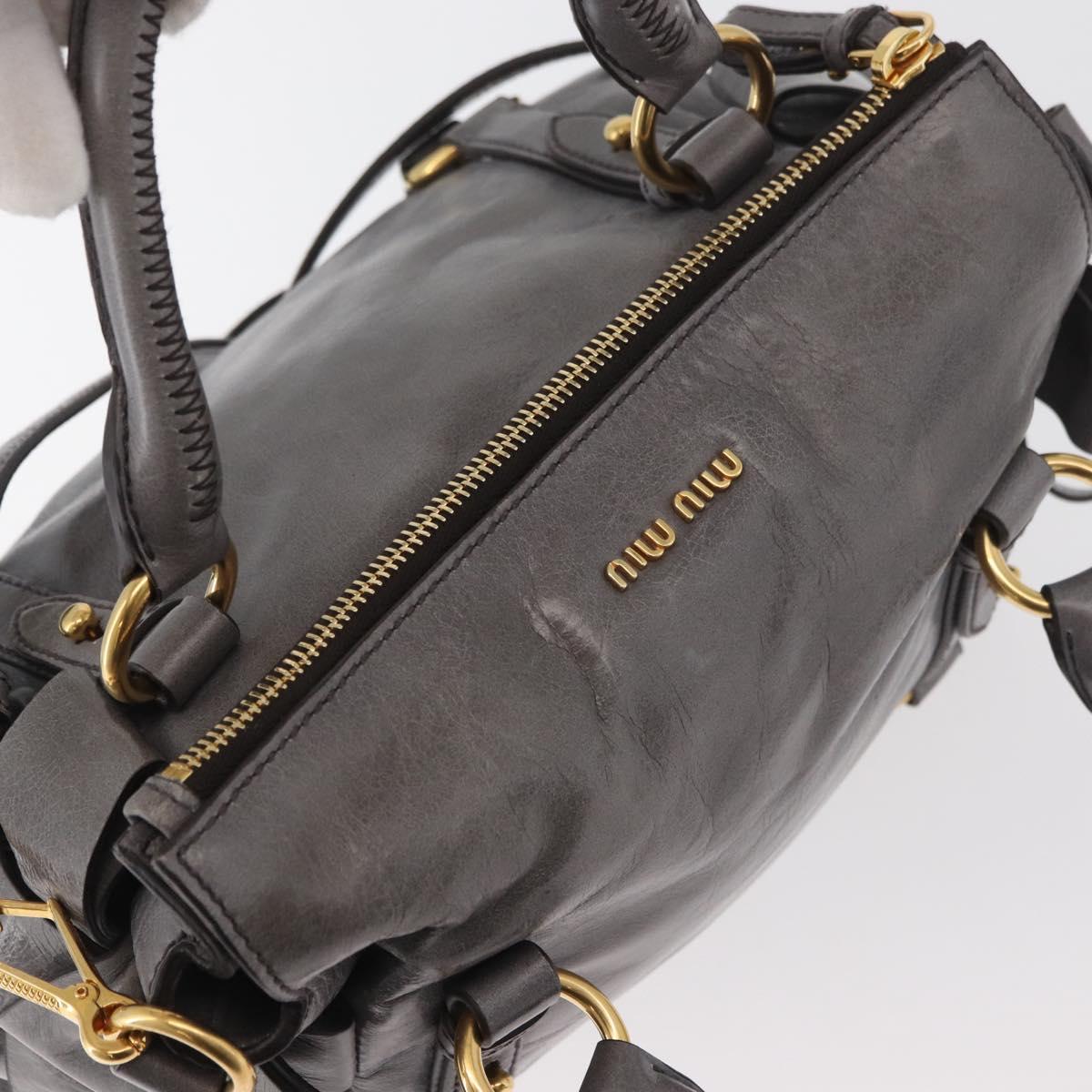 Miu Miu Hand Bag Leather 2way Gray Gold Auth yk20442SAM