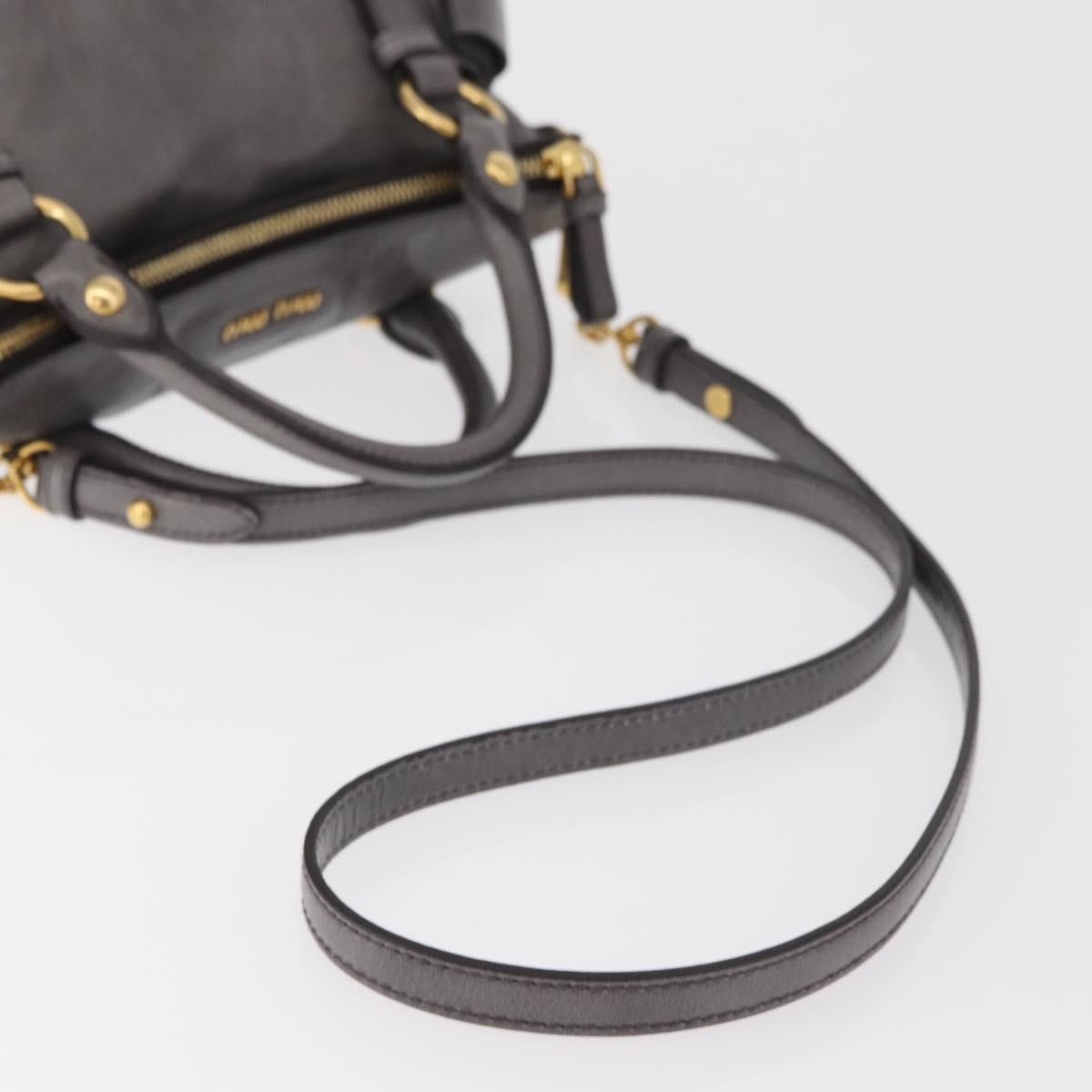Miu Miu Hand Bag Leather 2way Gray Gold Auth yk20442SAM