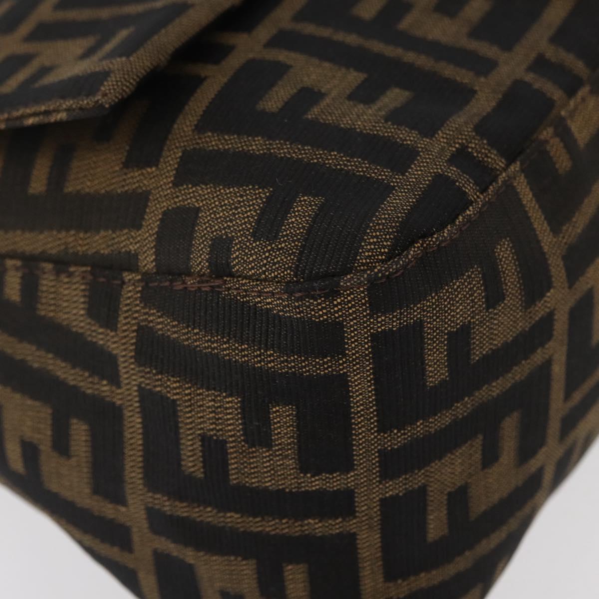 FENDI Zucca Canvas Mamma Baguette Shoulder Bag Black Brown Auth yk20443SAM