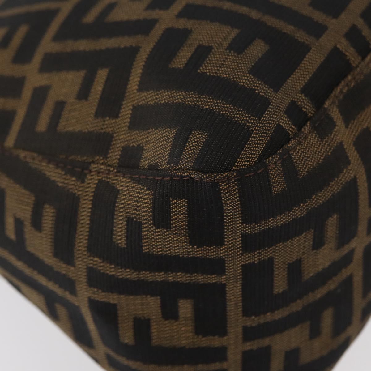 FENDI Zucca Canvas Mamma Baguette Shoulder Bag Black Brown Auth yk20443SAM