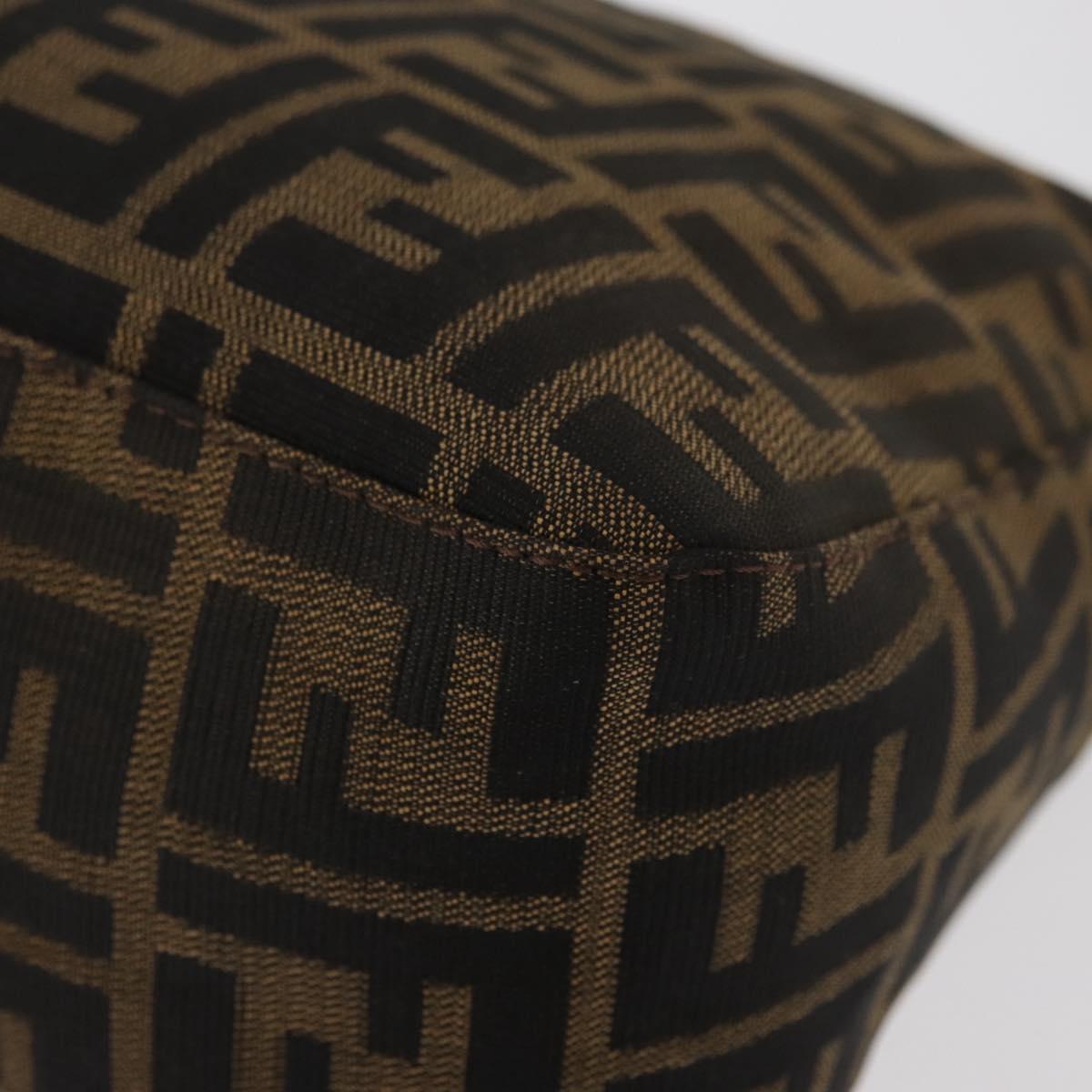 FENDI Zucca Canvas Mamma Baguette Shoulder Bag Black Brown Auth yk20443SAM