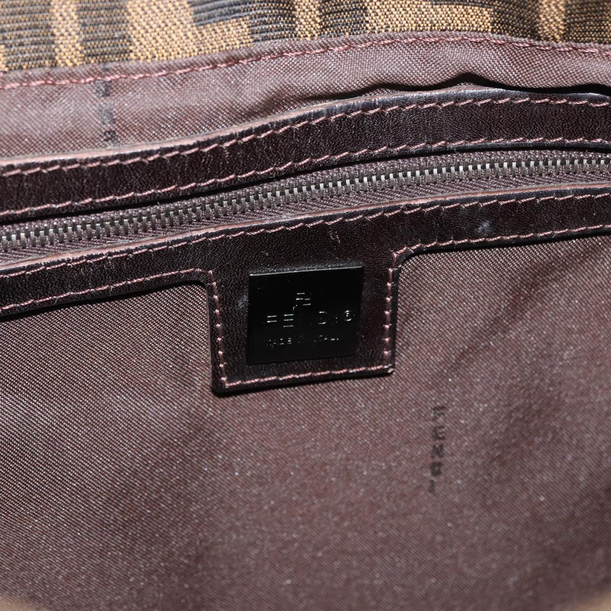 FENDI Zucca Canvas Mamma Baguette Shoulder Bag Black Brown Auth yk20443SAM