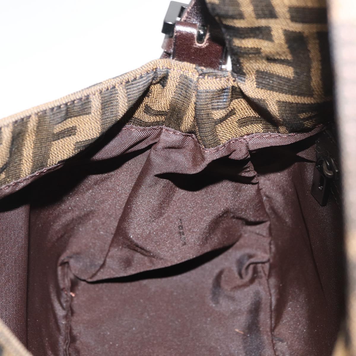 FENDI Zucca Canvas Mamma Baguette Shoulder Bag Black Brown Auth yk20443SAM