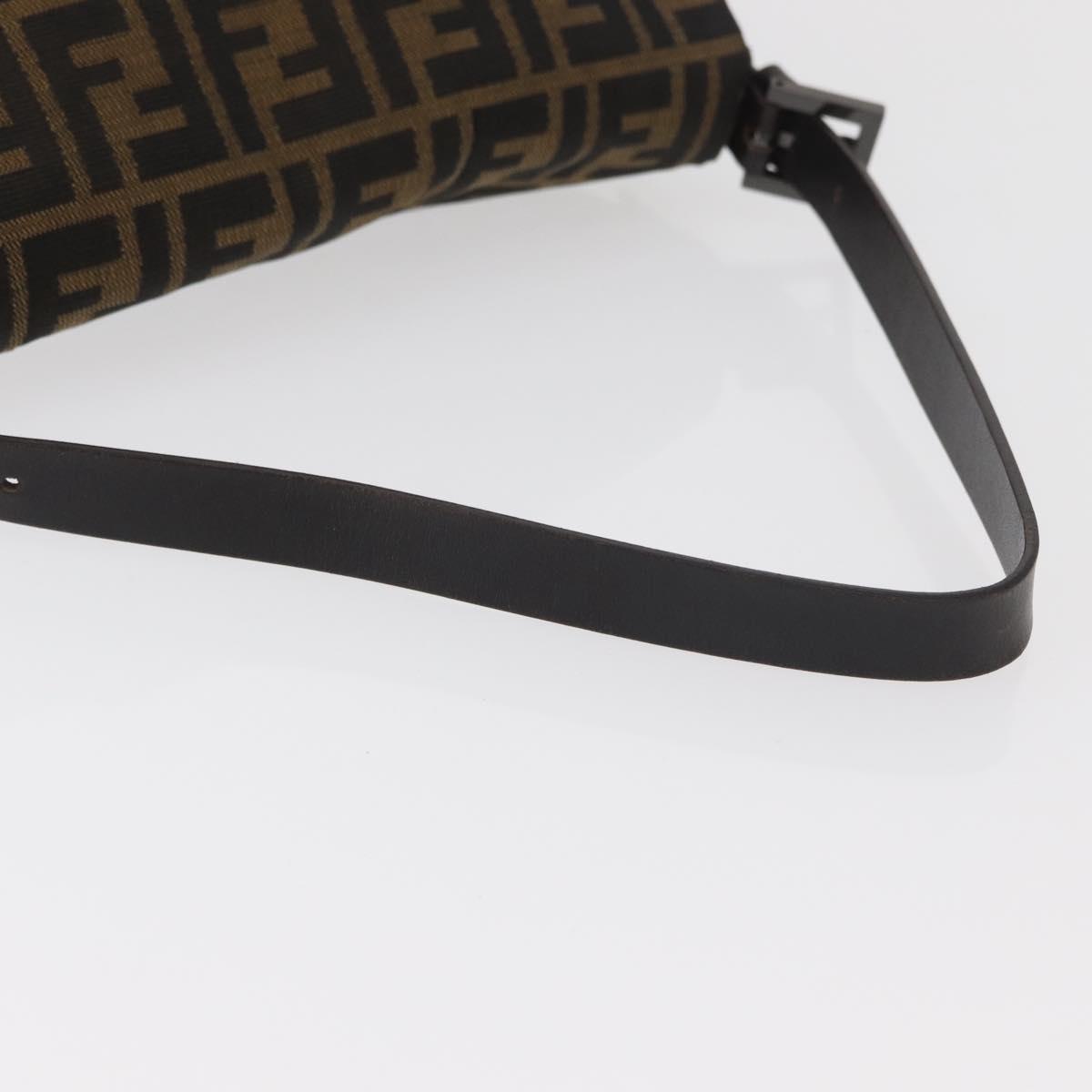 FENDI Zucca Canvas Mamma Baguette Shoulder Bag Black Brown Auth yk20443SAM