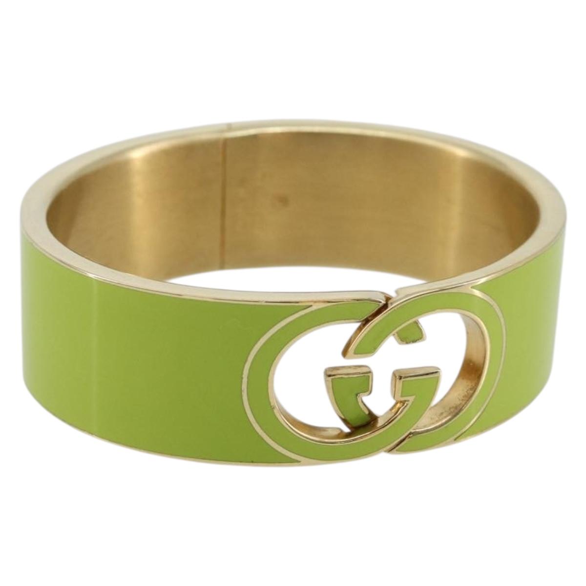 GUCCI Cuffs Bracelet metal S Green Auth yk20445M