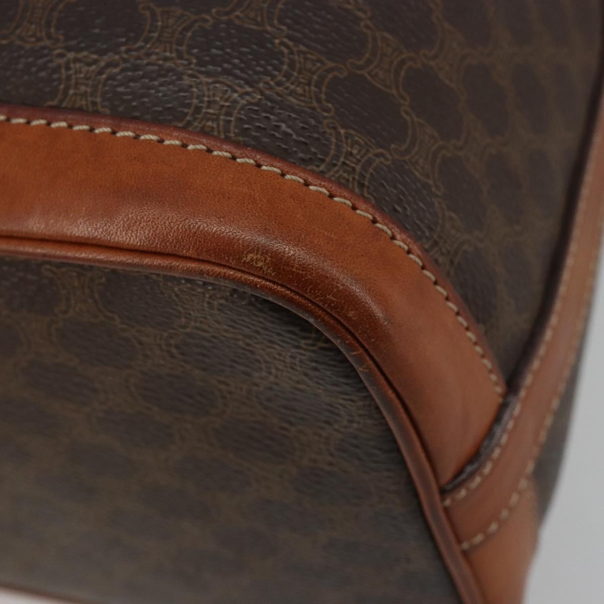 CELINE Macadam Canvas Shoulder Bag PVC Leather Brown Gold Auth yk20446A
