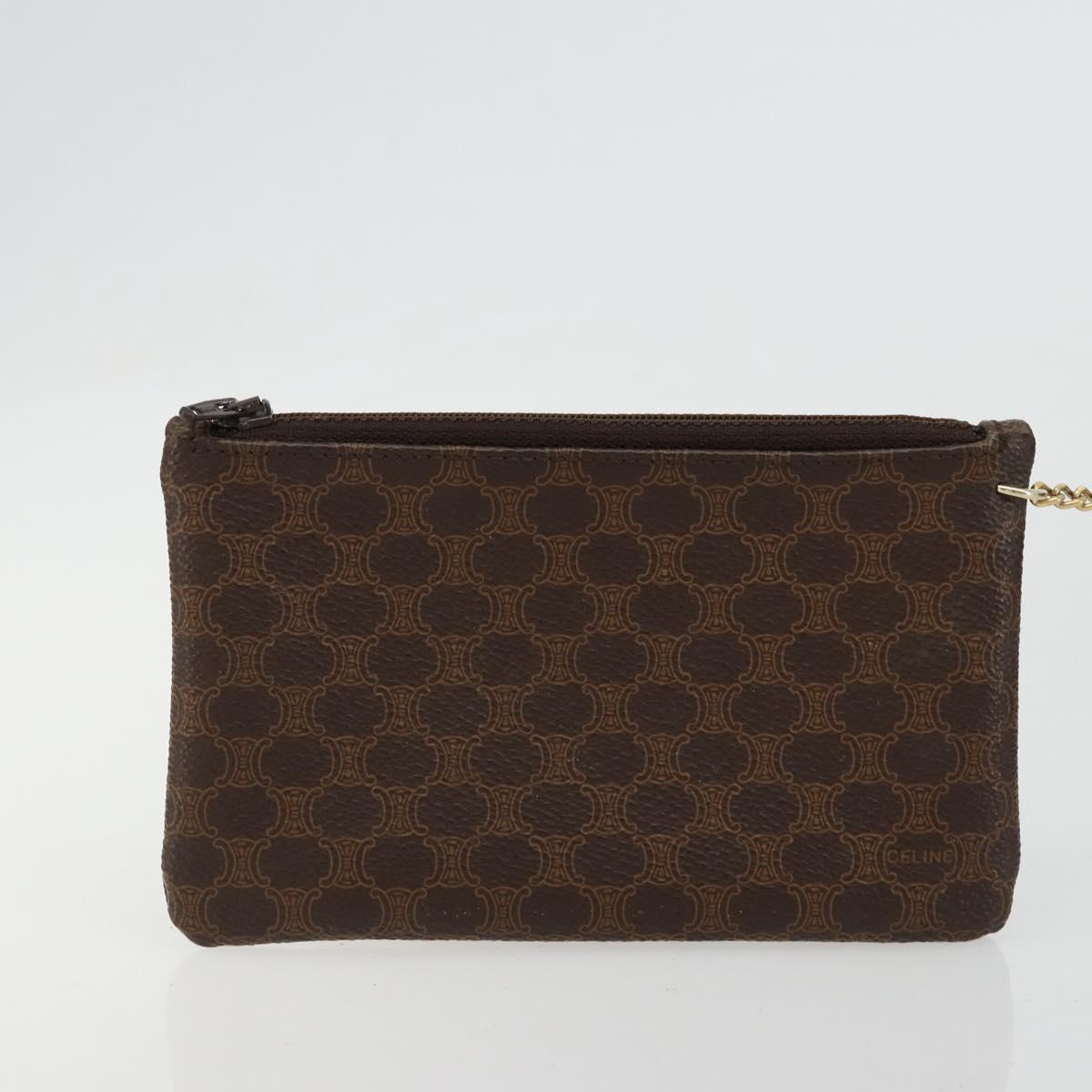 CELINE Macadam Canvas Shoulder Bag PVC Leather Brown Gold Auth yk20446A