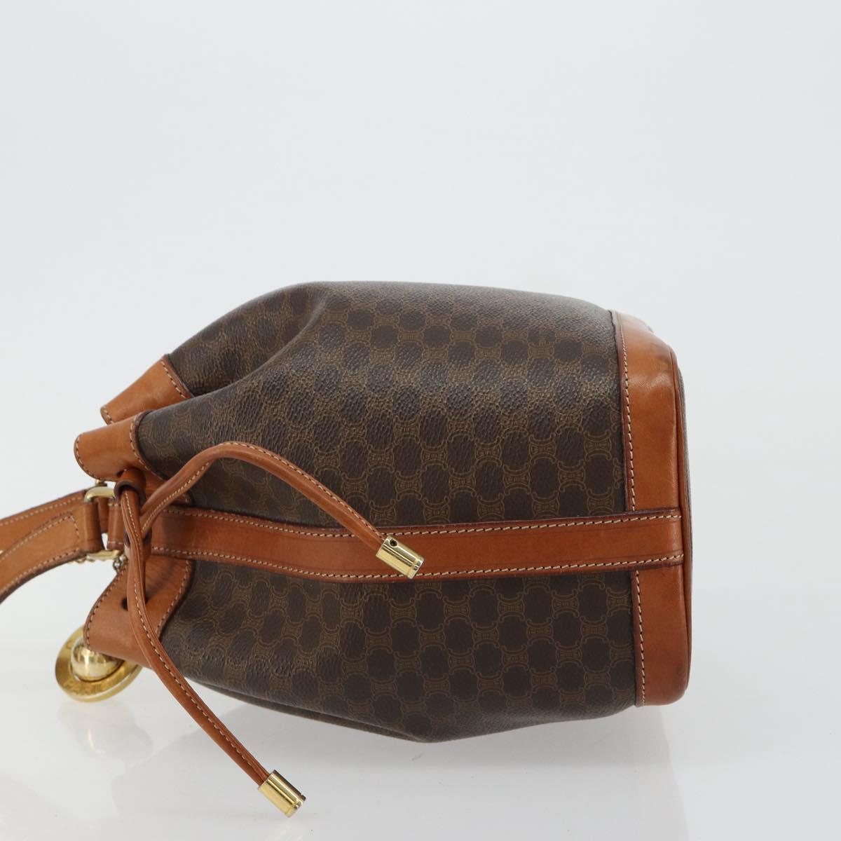CELINE Macadam Canvas Shoulder Bag PVC Leather Brown Gold Auth yk20446A