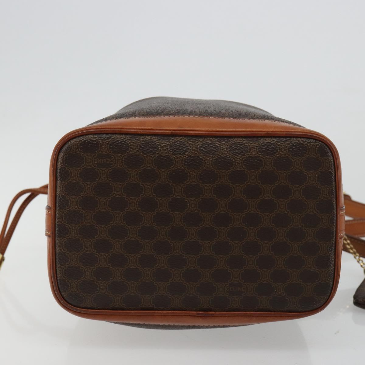 CELINE Macadam Canvas Shoulder Bag PVC Leather Brown Gold Auth yk20446A