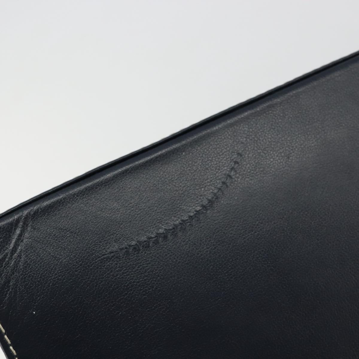 SAINT LAURENT Hand Bag Leather 2way Navy Gold Auth yk20450A