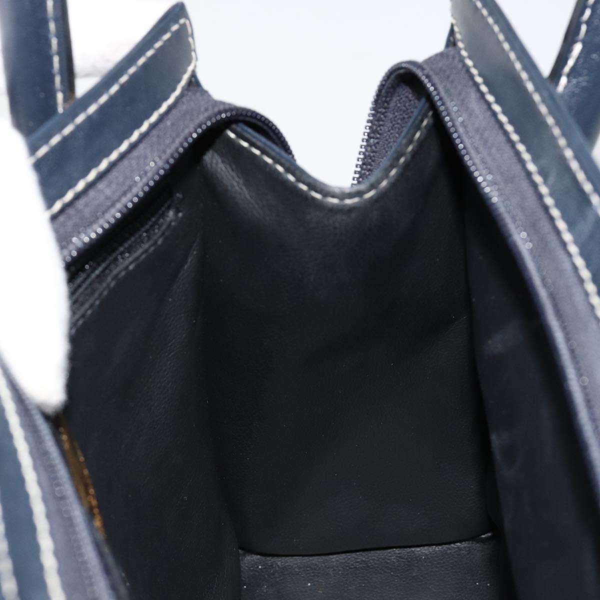 SAINT LAURENT Hand Bag Leather 2way Navy Gold Auth yk20450A