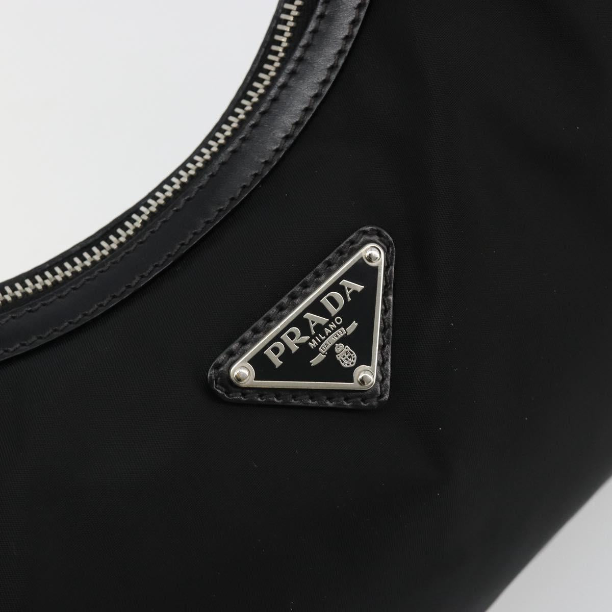 PRADA Shoulder Bag Nylon Black Silver Auth yk20451SAM