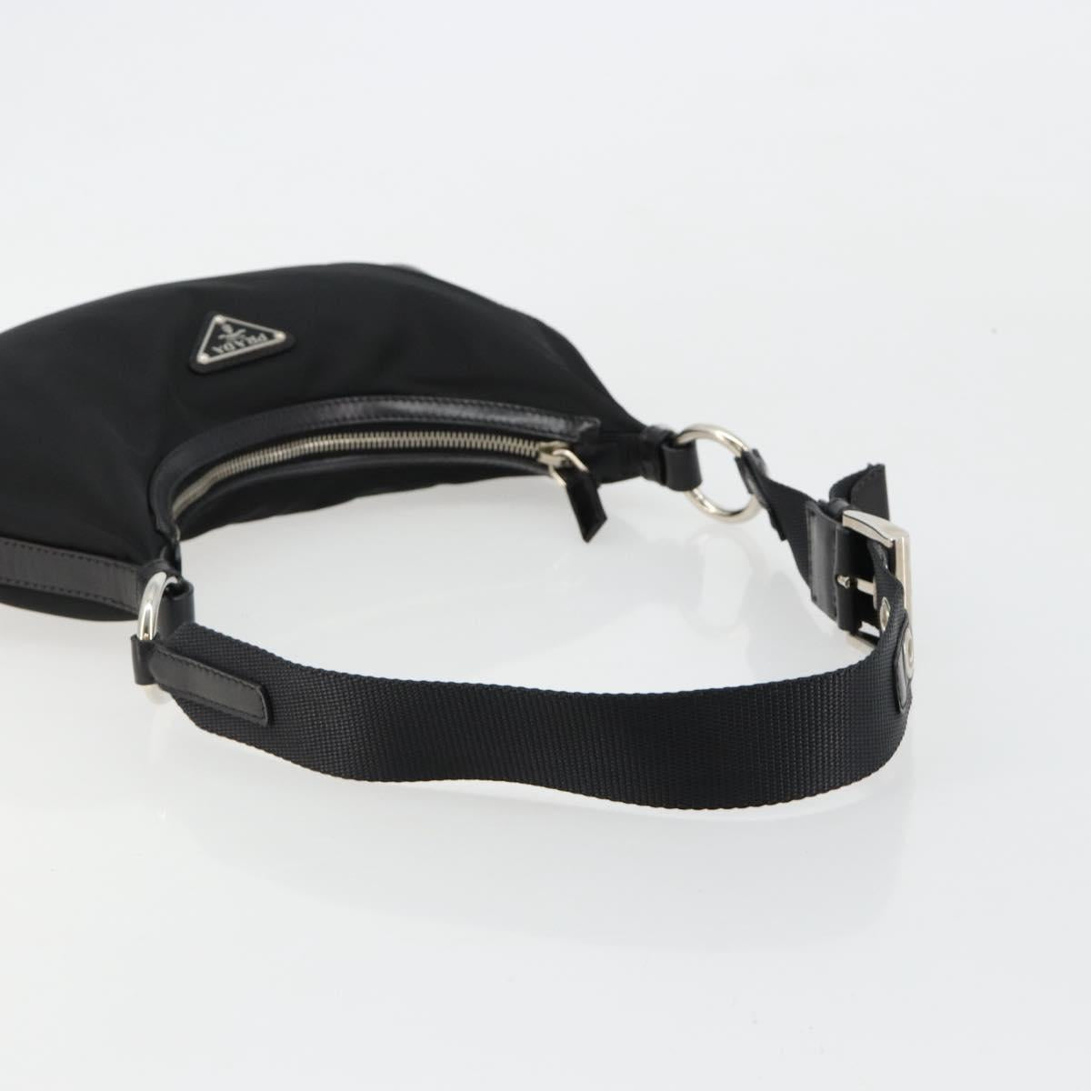 PRADA Shoulder Bag Nylon Black Silver Auth yk20451SAM