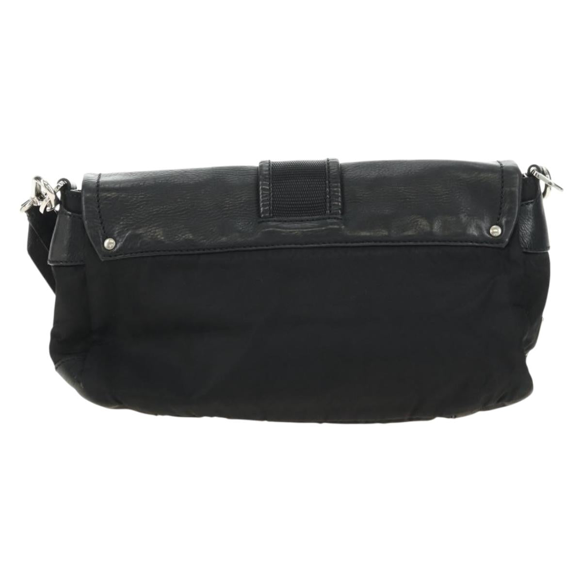 PRADA Shoulder Bag Nylon Black Silver Auth yk20454SAV