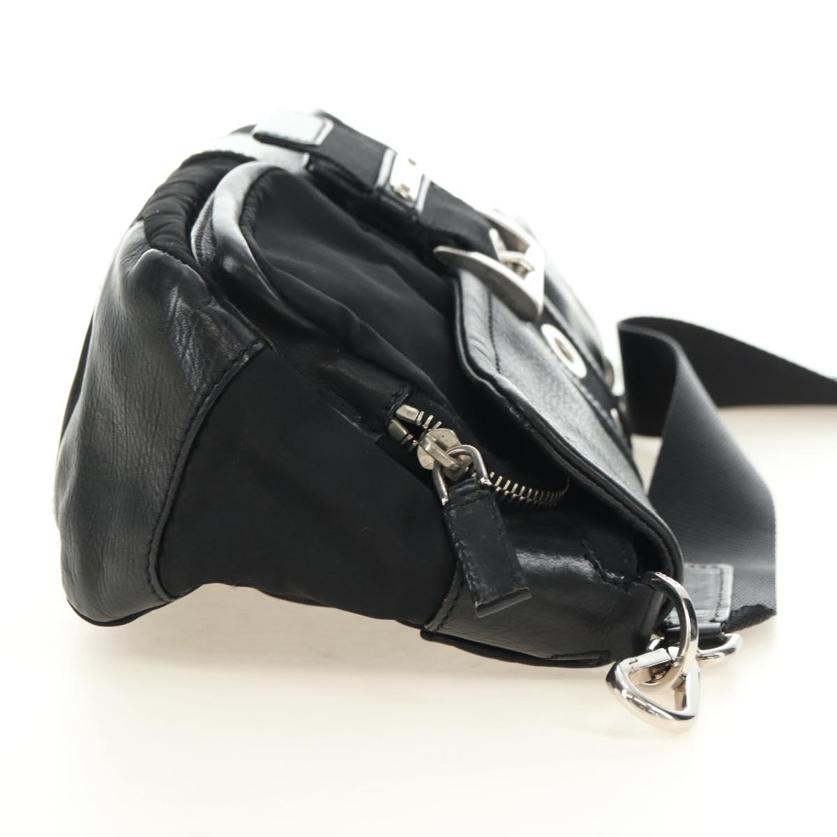 PRADA Shoulder Bag Nylon Black Silver Auth yk20454SAV