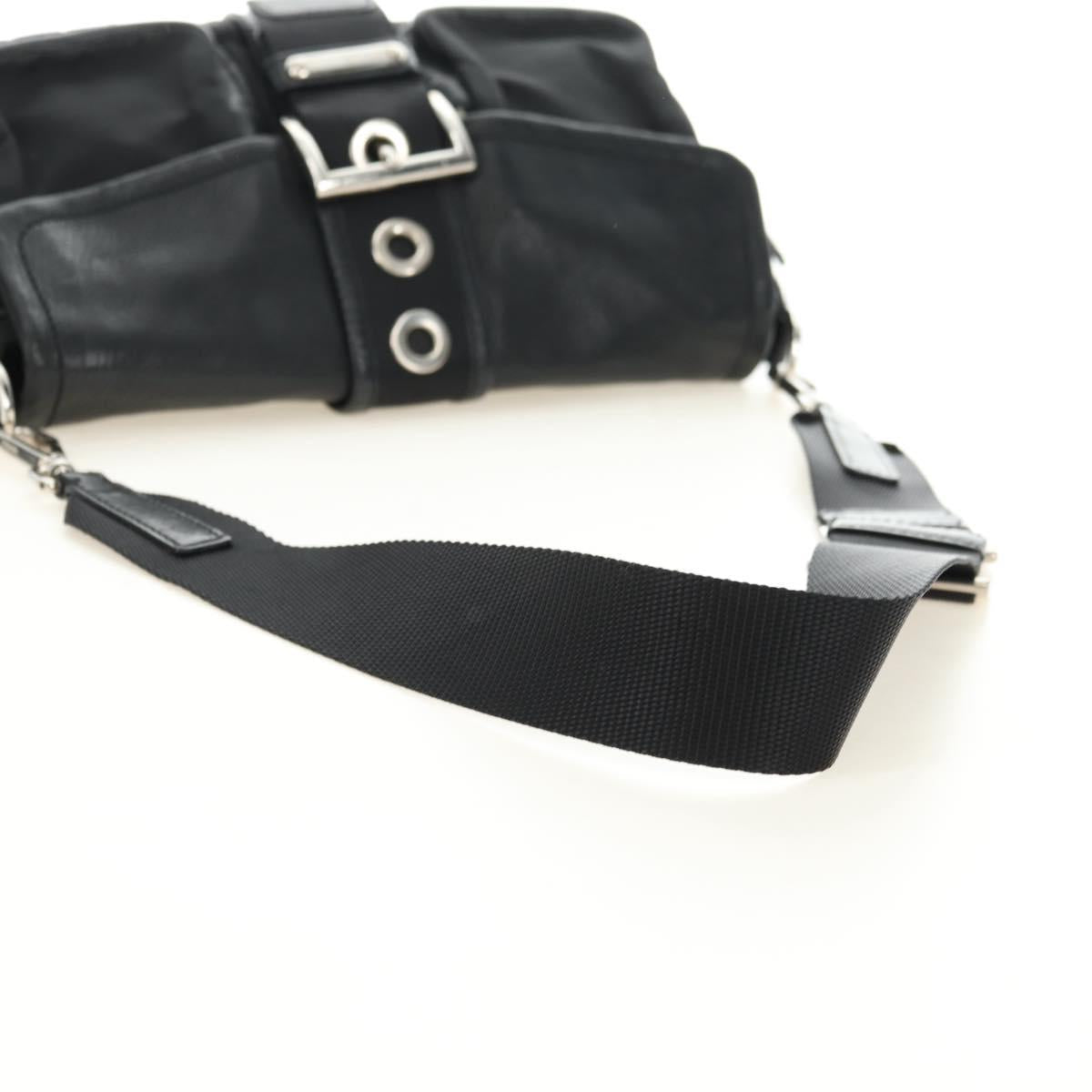 PRADA Shoulder Bag Nylon Black Silver Auth yk20454SAV
