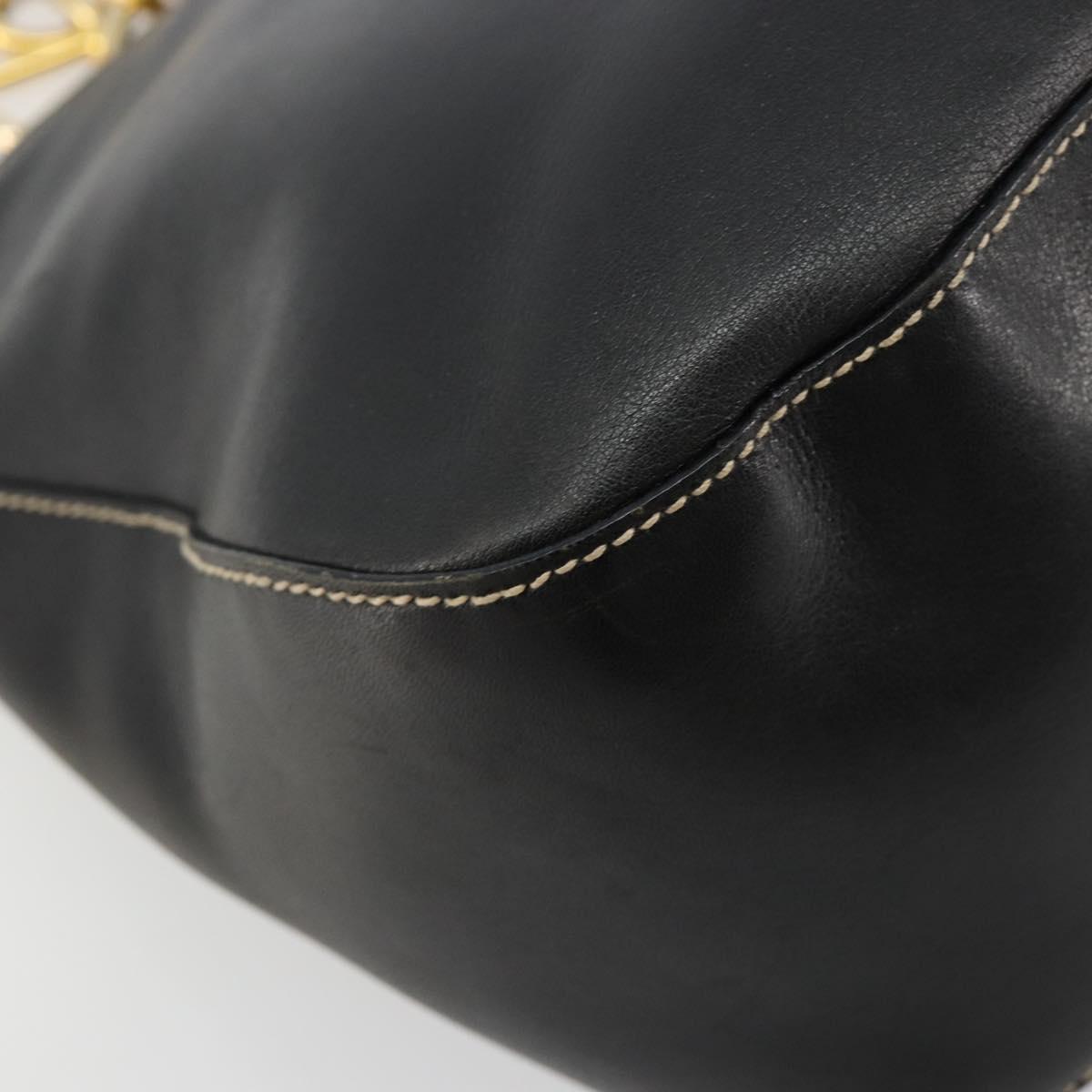 PRADA Chain Shoulder Bag Leather Black Gold Auth yk20455A