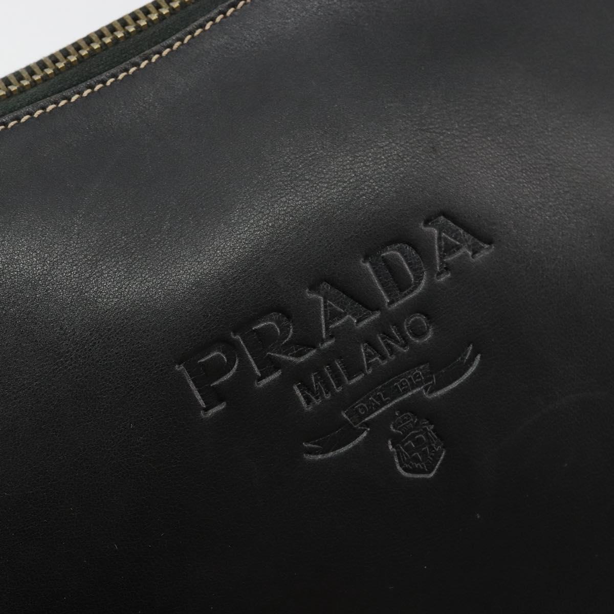 PRADA Chain Shoulder Bag Leather Black Gold Auth yk20455A