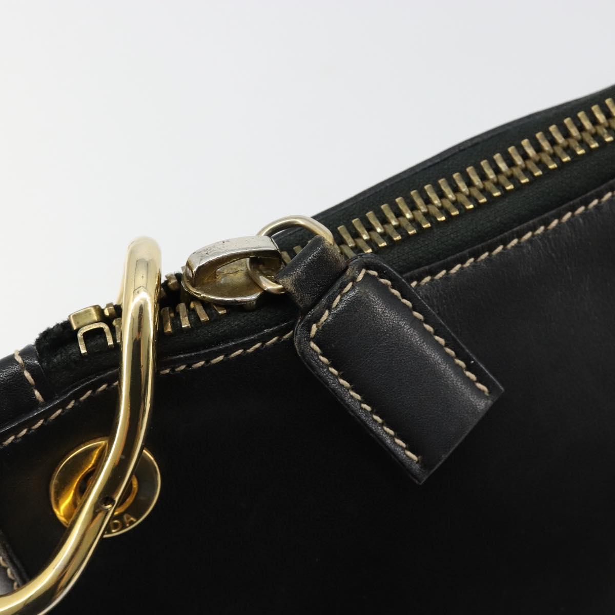 PRADA Chain Shoulder Bag Leather Black Gold Auth yk20455A