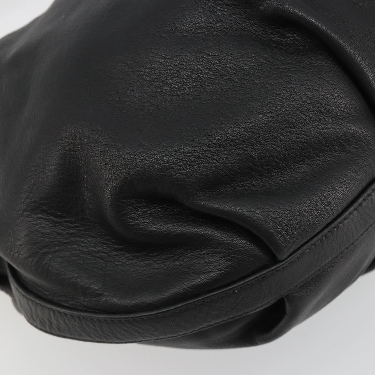 PRADA Shoulder Bag Leather Black Gold Auth yk20456SAM
